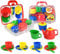 Vinsani 15 Piece Colourful Plastic Tea Party Set for Kids – Includes Teapot, Cups, Saucers, Jug, Sugar Bowl & Spoons – Pretend Play Toy with Portable Carry Case – Boys & Girls Age 3+