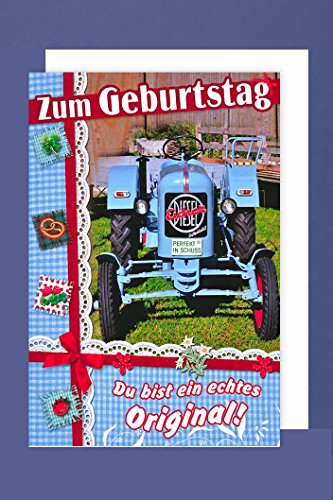Traktor Geburtstag Karte Grußkarte Landwirt Bauer Oldtimer 16x11cm
