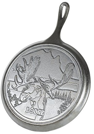 Lodge Wildlife Series-Plancha de hierro fundido de 10.5 pulgadas con escena de alce, 10.5 pulgadas, negro