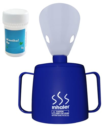 Medisure Steam Inhaler Cup with Menthol Crystals (5g), Steam Inhaler for Colds, Coughs, Flu and Blocked Nose Relief - Suitable for Adult and Kids