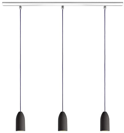 Buchenbusch urban design 3er Betonlampe dark edition, Pendellampe mit Textilkabel Violett, Led Pendelleuchte, Lampe Esszimmertisch Wohnzimmer Küche