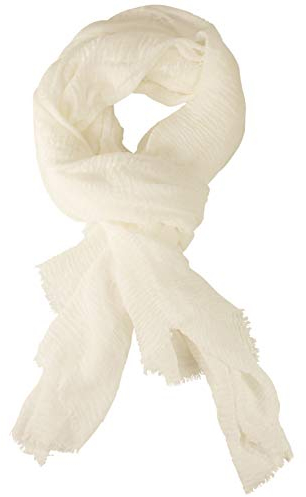 fashionchimp BASIC-Schal für Damen mit weichem Fransensaum, Tuch in leichter Qualität mit Baumwolle, einfarbig (Weiß)