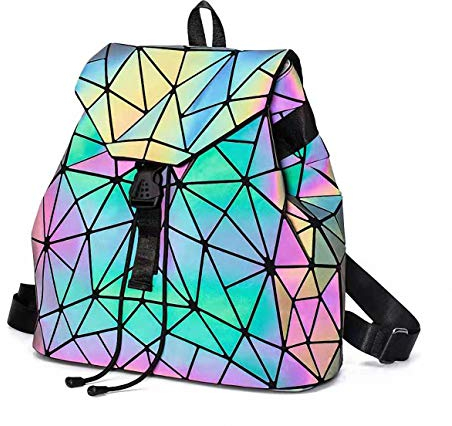 Ulalaza Geometrische leuchtende Einkaufstasche Holographische Geldbörsen und Handtaschen Flash Reflective Crossbody Bag für Frauen