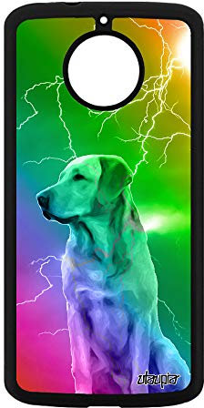 utaupia Coque Chien pour Motorola Moto E4 Plus Silicone Portable Pas Cher Etui Orage Eclair Labrador Telephone Design Animaux Animal Jaune