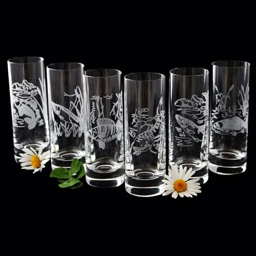 6 Schnapsgläser mit Gravur Fisch 50 ml