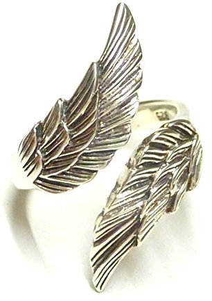 Ring Silber, Bandring offen, Motivring Engelsflügel Gr. 58 variabel, Sterlingsilber Schmuck Unisex