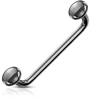 Paula & Fritz® Oberflächen-Piercing Surfacepiercing Barbell 90 Grad Schlangenaugen Chirurgenstahl 16mm Stab-länge 1,2 mm Stab-Dicke Schwarz Bar