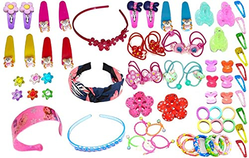 aizelx Premium One for All 67 Stück Haar-Accessoires Mädchen Geburtstagsgeschenk Mode Haarspangen Mädchen Rakhi Geschenk Haarband Clutches Haarnadel Haargummi Geschenk für Mädchen
