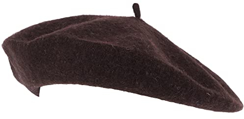 Hat To Socks Einfarbige Baskenmütze aus Wollgemisch für Damen und Herren (Braun)