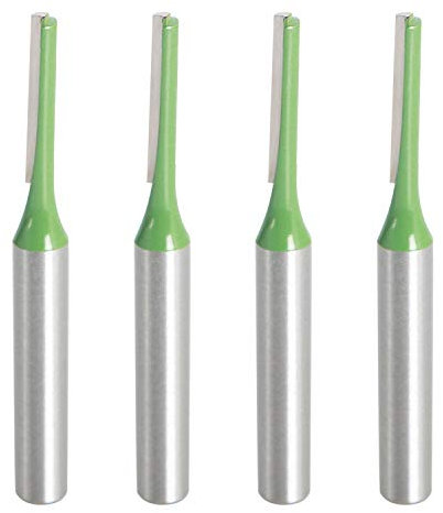 Aopin Router Bit 4mm Cutting Dia 6mm Shank Dia Single Flute Straight Bit Carbide for Woodworking Milling Cutter Tool, Green, Silver, 4Pcs