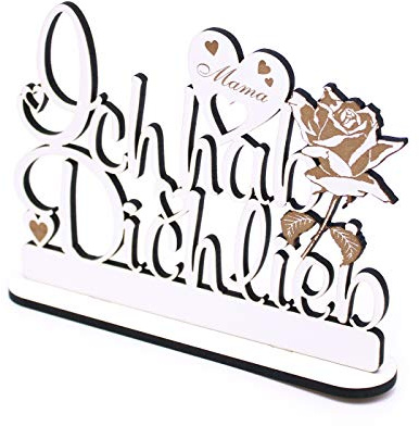 Deko Aufsteller MAMA Ich hab Dich lieb - Schild zum Hinstellen - Schriftzug graviert 20x15cm