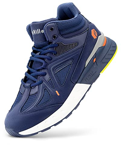 FitVille Extra Weit Laufschuhe Herren Breite Turnschuhe Sportschuhe Hoch Sneaker Bequeme Walkingschuhe Stiefel MAJOLIKA BLAU 44 EU Weit