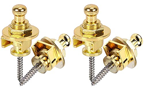 Mesee 4 Stück Gitarrengurtschlösser, Gitarrengurt Knöpfe, Gitarre Strap Locks, Schlösser für Gitarrengurte, Metall Gitarrengurt Endknopf für E-Akustik-Gitarre, Bass-Gurtschlösser Ukulele - Gold…