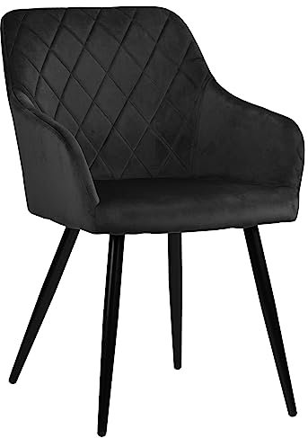 exitodesign Polsterstuhl Milton - Gepolsterter Stuhl - Esszimmerstühle - Bürostuhl - Stuhl Küche Wohnzimmer - Bequem Praktisch - Haltbares Material - Zimmer Deko Wohnzimmer - 54,5x59x83 cm - Schwarz