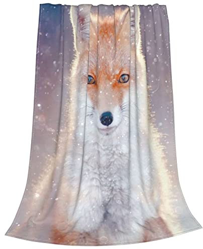 Fox Fleece-Überwurfdecke, weicher Flanell, Plüsch, leicht, warm, gemütlich, Decke für Bett, Couch, Sofa, Reisen, 203,4 x 152,4 cm