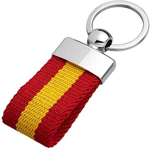 AUTOZOCO Schlüsselanhänger mit spanischer Flagge, Schlüsselanhänger aus Stoff mit spanischer Flagge, Schlüsselanhänger mit spanischer Flagge, patriotischer Schlüsselanhänger, handgefertigt aus