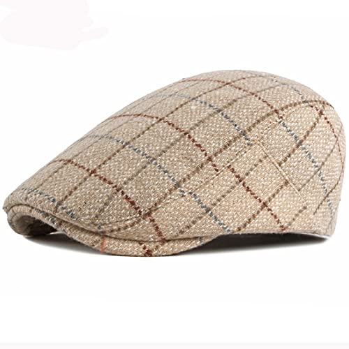 yyzlvffm Barett Baskenmützen Baskenmütze Herren Damen Vintage Kariert Ballonmütze Retro Künstler Maler Hut Verstellbare Baskenmütze 55-59Cm Beige