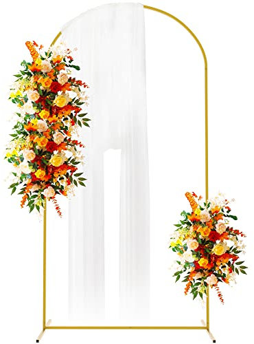 Putros Metall Hochzeitsbogen Hintergrundständer 2m Goldener Traubogen Hochzeit Ballon gewölbter Bogenrahmen für Geburtstagsparty Brautparty Zeremonie Dekoration