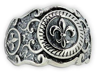 Bourbonische Lilie Herrenring Fleur de Lys französische Lilie Ring Silberring Bandring Men Ring