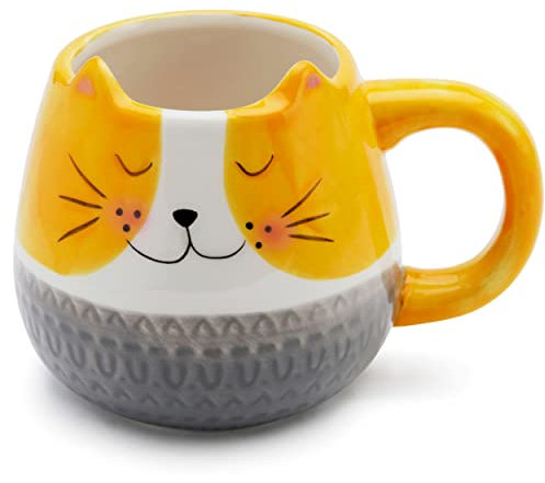 Mousehouse Gifts - Ginger Cat Novelty Mugs for Family, Child-Friendly Animal Coffee Cups