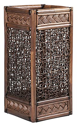 QOBNN Porte-parapluies, Porte-Canne De Style Chinois Vintage, Porte-Parapluie en Rotin avec Égouttoir, Couloir D'entrée, Maison, Porte-Parapluie De Décoration De Bureau