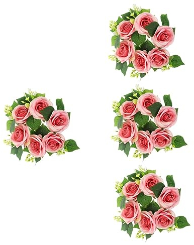 Garneck 4 Stück Kerzengirlande Kerzenringe Für Kerzen Blumenkranz Kerzenringe Kerzenkranz Für Säulen Hochzeits-herzstück Kerzenringe Für Säulen Blumenkerzenring Tischkranz Sport Rose