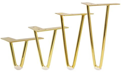 4 PCS Or Pieds de Table en Épingle à Cheveux,Pieds de Meubles en Métal,Métal Hairpin Legs,Pieds Jambes de Support de Meubles Bricolage,pour Table Basse,Meuble Bas,Meuble TV (10cm/3.9in)