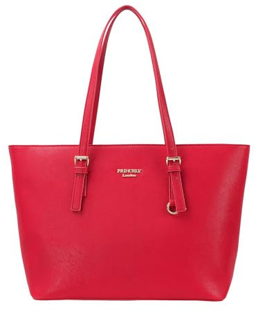 Princely London Shopper Beverly Medium - Stylische Handtasche Damen - Geräumige Shopper-Tasche mit Reißverschluss & Innenfächern - Rot