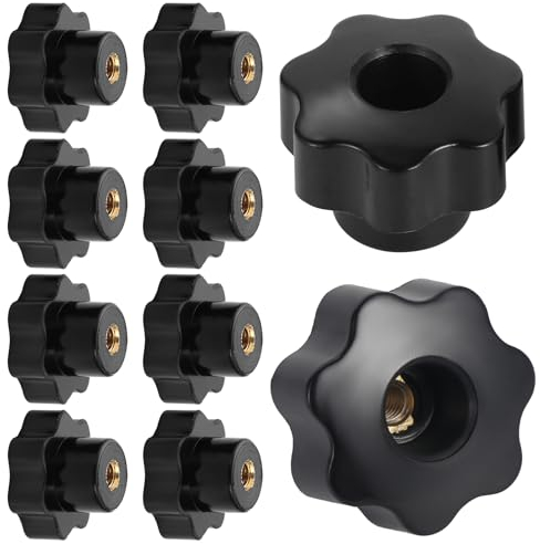Knpwer 10 Stk M6 Sterngriffmutter,Sterngriff, Schwarz Kunststoff Griffmuttern,Innengewinde Klemmknopf