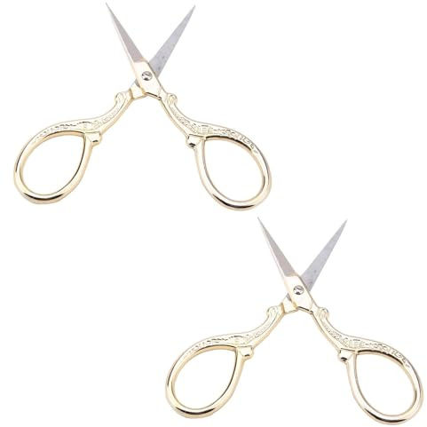 Tyenaza 2 Stücke Embroidery Scissors, Deko Schere, Gold Schere Vintage, Nähschere Scharfe Spitze Edelstahl Vintage Europäische DIY Werkzeuge Schneiderschere für Stoffstickerei Handarbeiten(Gold)