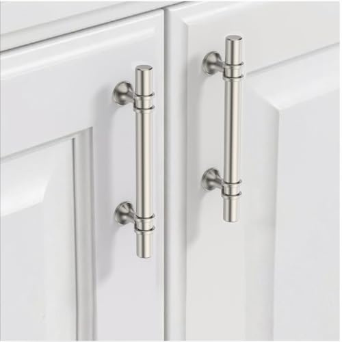9BUILD 10 Stück Schrankgriffe Gebürsteter Nickel Lochabstand 96mm Griffe für Küchenschränke Gerändelte Möbelgriffe Küchengriffe griffe möbel Küchenschrank Schranktürgriffe EU0044