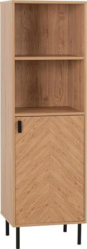 Seconique Leon 1 Door 2 Shelf Cabinet in Medium Oak Effect