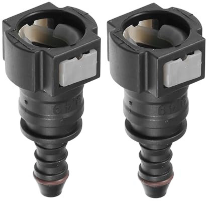 A ABSOPRO Car Fuel Line Hose Quick Release Connector Straight 3/8 9.49mm SAE to 1/4 6mm Disconnect Hose Plastic Gray (Set of 2)