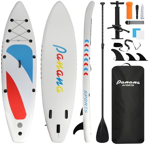 Panana Inflatable Stand Up Paddle Board 10ft SUP Board for Adults & Youth, Wide Stable Anti-Slip iSUP Kit with Paddle, Pump, Leash, Fin & Backpack for Surfing, Yoga, Fishing, All Water