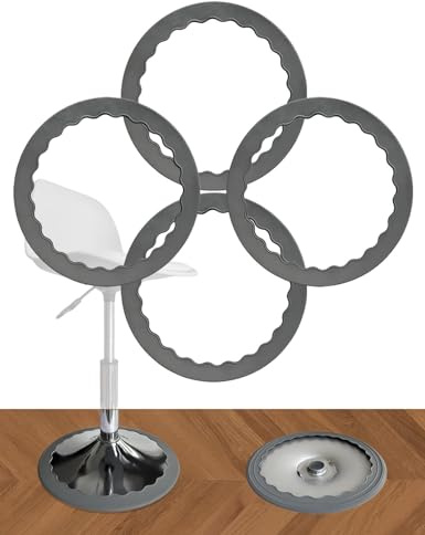Runspich Lot de 4 anneaux de protection de sol en silicone pour pieds de tabouret de bar, silencieuses et résistantes aux rayures, extensibles, pour base ronde de 41,9 à 47 cm (gris)