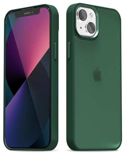 oakxco for iPhone 13 Mini Case Clear Hard Shell, Slim Thin Matte Transparent Plastic Cover & Protective Soft Silicone Rubber TPU Bumper, Girly Cute Phone Case for Women Girls, Dark Green
