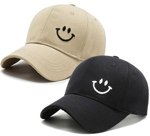 2 Stück Basecap Herren Damen Baseball Cap Sommer Baseballkappe Damen Freizeit Kappe Sport Verstellbare Atmungsaktiv Kappe Herren, Sonnenschutz Kappe, Einheitsgröße (Baumwolle, 1 Schwarz, 1 Khaki)