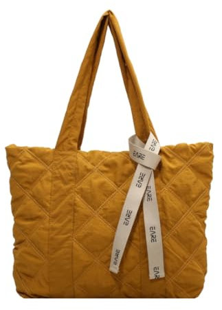 oukesin Umhängetasche Tasche Damen Puffer Tragetasche Tasche mit Reißverschluss für Alltag/Büro/Schule, Gelb