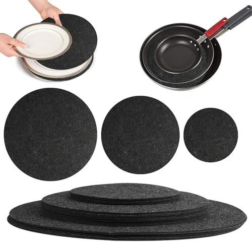 24 Stück Filz Tellerteiler, Pfannenschutz Stapelschutz, Untersetzer Filz Rund, Topfschoner, Pfannenschoner Filz, Filz Untersetzer für Gläser, Weiche Filzplatte Trennwände für Teller, Besteck