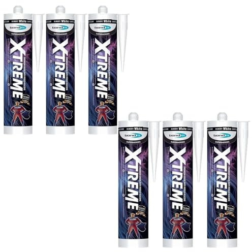 Bond It XTREME Anti-Mould Silicone Sealant – 6x White, 310ml | Waterproof – High-Performance Sealant – Strong Adhesion | Sanitary Sealant for Bathrooms – Kitchens & Wet Areas