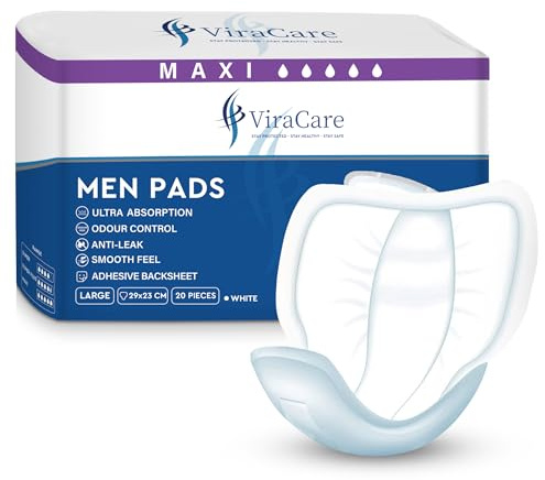 20 x Maxi Incontinence Pads Men, Adhesive Backsheet, Ultra Absorption | Male Incontinence Pad, Pad for Men, Size 29x23cm (1 Pack of 20)