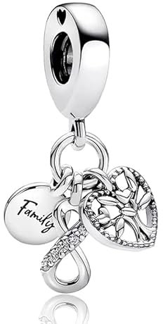 YUMINN Family Infinite Love Tree of Life Charms Argent Sterling 925 Bracelets et Colliers Perles Pendentifs Bijoux pour Femmes