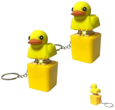 2Pcs Quacking Duck Fidget Toy - Ducky Keychain Keyboard, Duck Keyboard Fidget Toy, Duck Keyboard that Quacks, Duck Keyring Fidgets for School, Duck Keyboard Clicker Fidget for Boys Girls