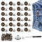 Ptwola 48 Pcs No Sew Metal Buttons Jean Tack Buttons Pants Nailess Removable Pins Repair Combo Thread Rivets with Screwdrivers Adjustable Reusable Snap Denim Tightener for Too Big Waist Replacement