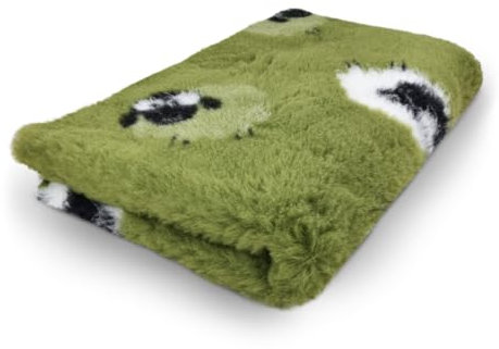 Veterinary Bed I Vet Bed I Drybed I Woolly Sheep, Wollige Schafe Grün - Schwarz - Weiß I Verschiedene Größen (100 x 150 cm)