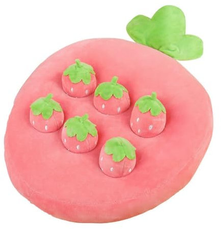 Vocdikficy en Peluche à la Fraise Dessin Animé Happy Fruit Park Oreiller Cueillette de Fraises Poupées 32x32cm