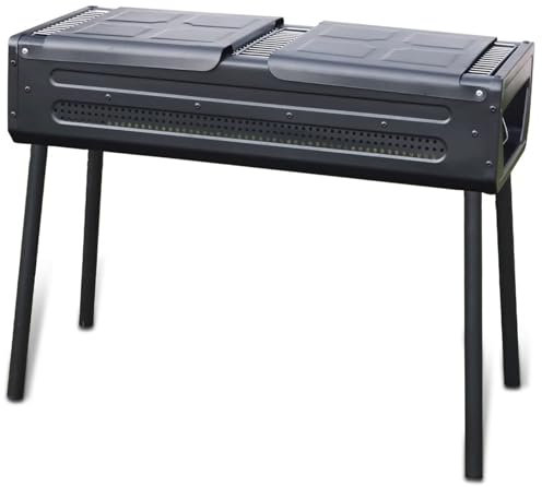 GBKBVTATDK Barbecue Charbon de Bois à Double RéSeau Barbecue, Barbecue Charbon Multi-Ventilation, Grille Barbecue avec Bac à Charbon Coulissant pour Le Camping et Les Pique-Niques