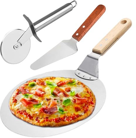 Pizzaschaufel – Edelstahlschaufel, Holzgriff | Artisan Backschaufel, Teigschieber Für Dünne Teige, Pizzaschieber Für Den Backofen, Backzubehör, Fladenbrot-Hebebrett, Teigzubehör, Knuspriger Teighelfer