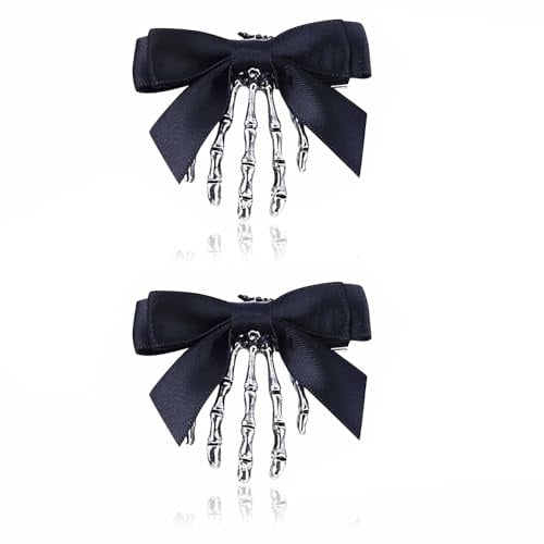 2 pinzas de mano de esqueleto para el pelo, Pasadores de pajarita en forma de cráneo, horquillas de garras de hueso, gothic esqueleto mano hueso hairclip, Pinza para el pelo divertida de Halloween (B)