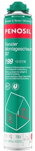 PENOSIL Fenster Montageschaum B2-199 – PU-Pistolenschaum 1K (750ml) | Niedriger Aushärtungsdruck, Elastisch & Luftdicht | Für Fenster & Türen | Schall- & Wärmedämmung